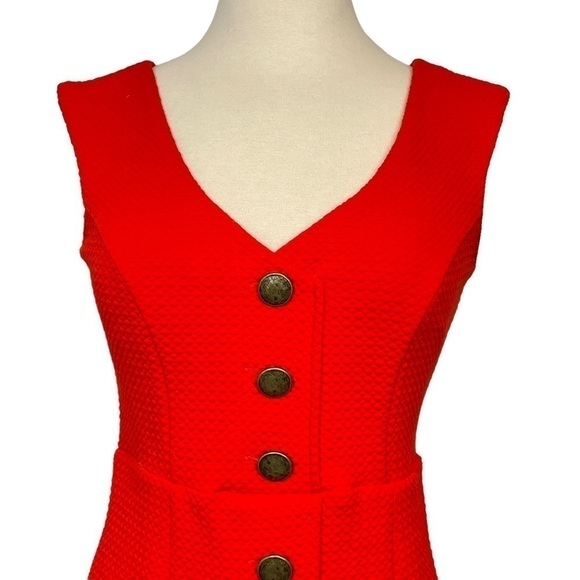 Anthropologie Maeve Sleeveless Coral Dress Gold Buttons Size XS NWT - Picture 5 of 12